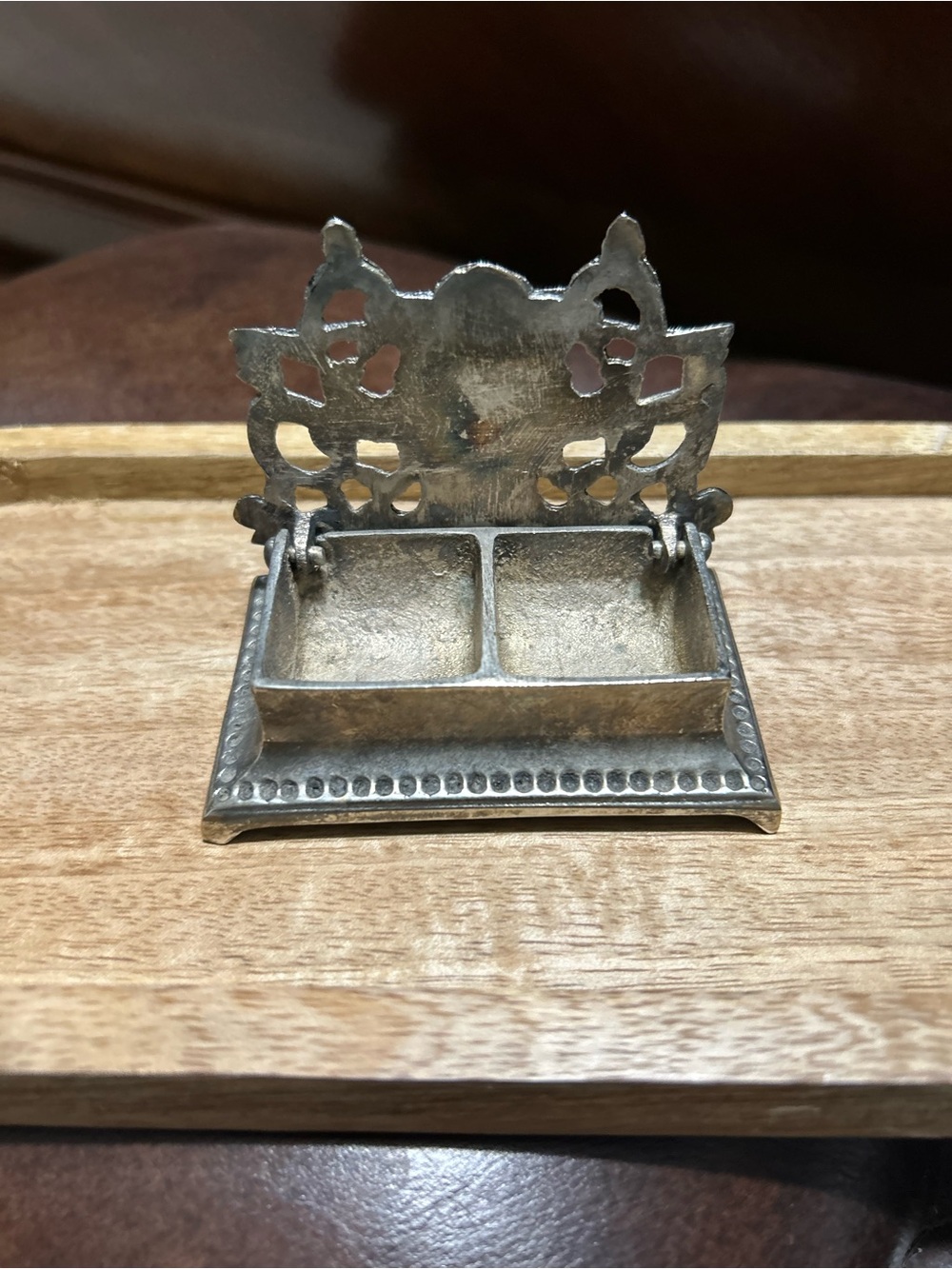 Vintage Art Nouveau Double Compartment Postage Stamp Box